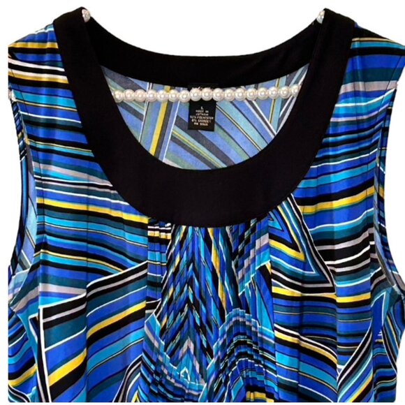 Raffaella Studios Fun Geometric Print Sleeveless Top  L EUC - Picture 2 of 5